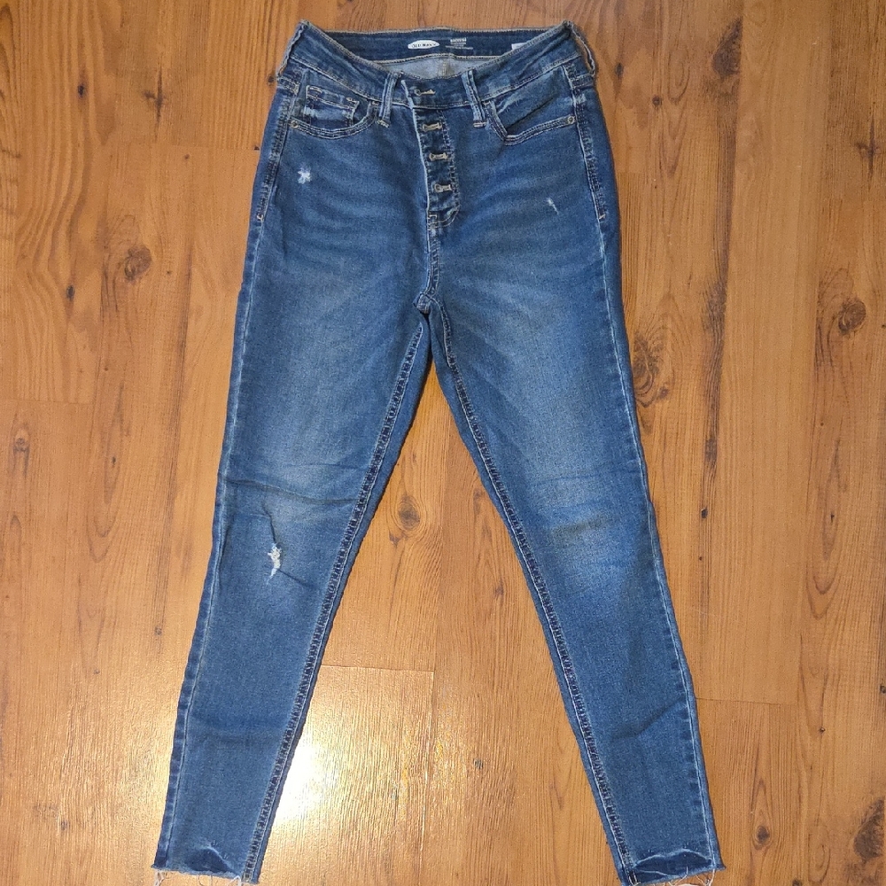 Old Navy Distressed Medium Blue Skinny Jeans